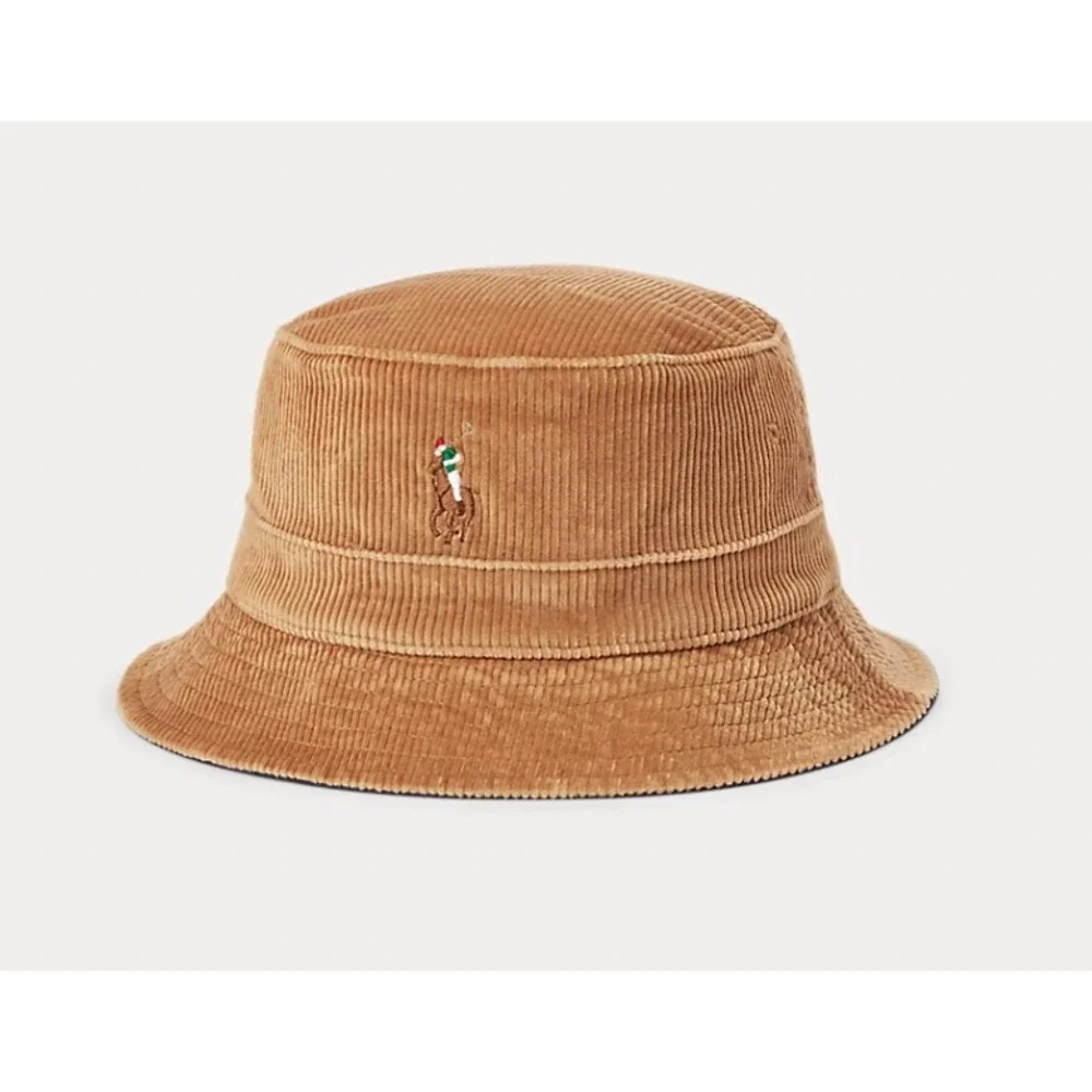 Polo Ralph Lauren Mens Cord Embroidered Pony Corduroy Bucket Hat | Tan | L/XL